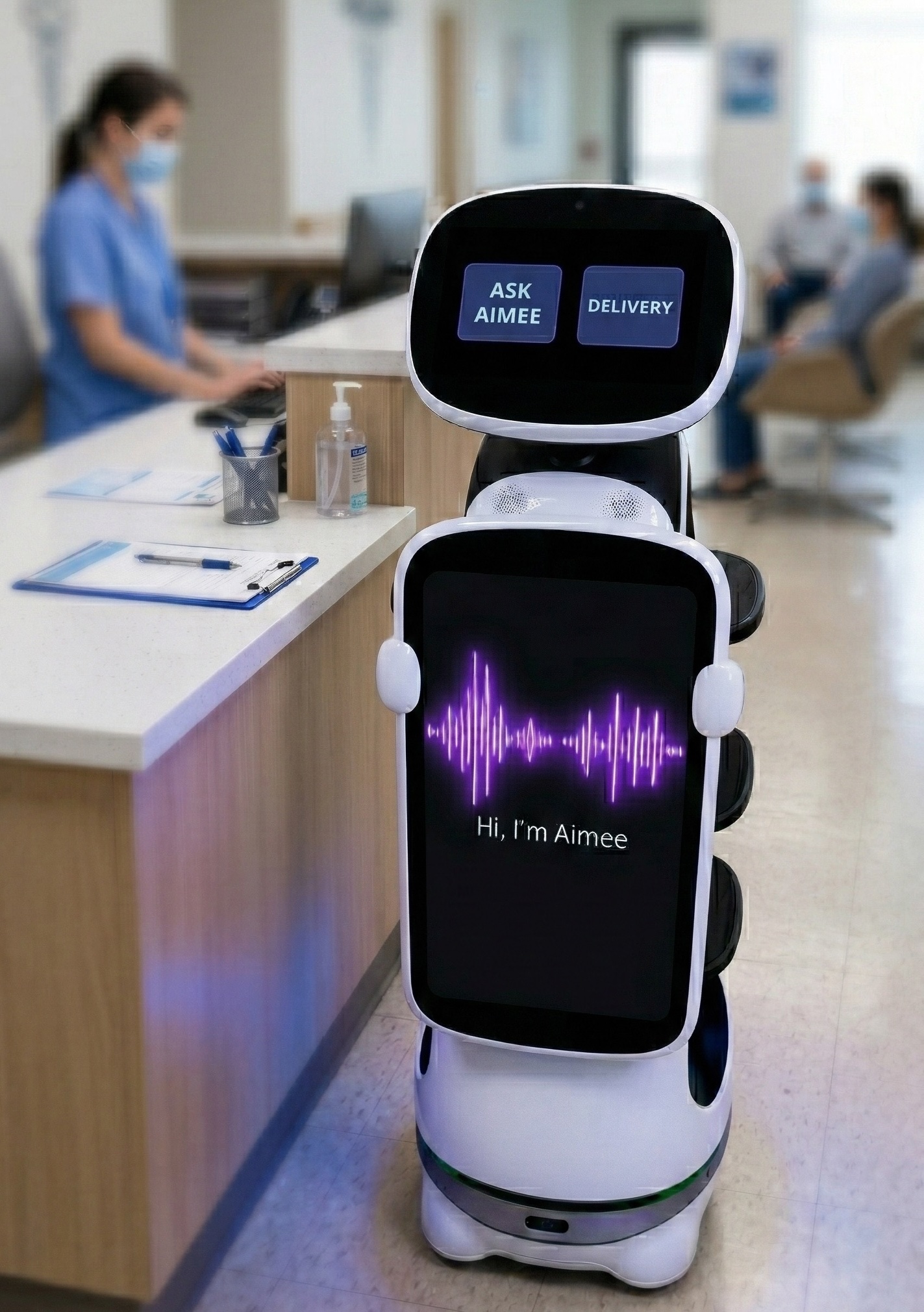 aimee autonomous robot in a hospital environment